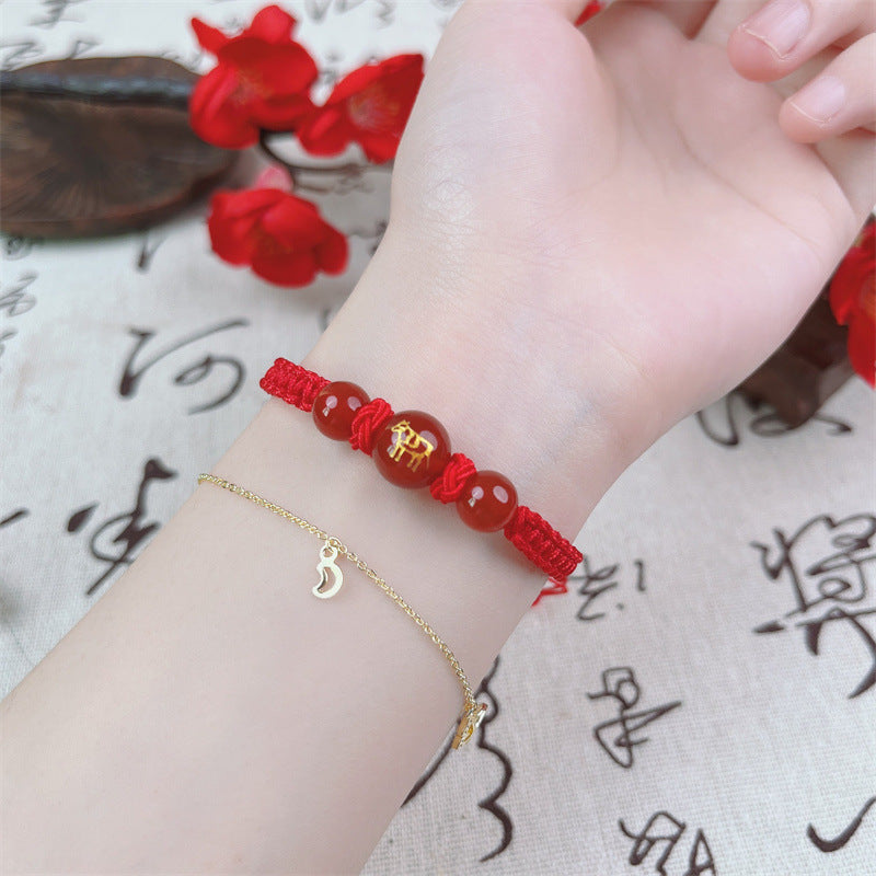 Horse Zodiac Red Rope Anniversary Year Carrying Strap Rabbit Rat Bracelet