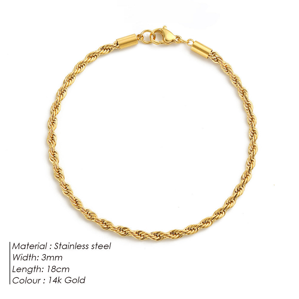 Women's American Simple Personalized Gold Twist Bracelets