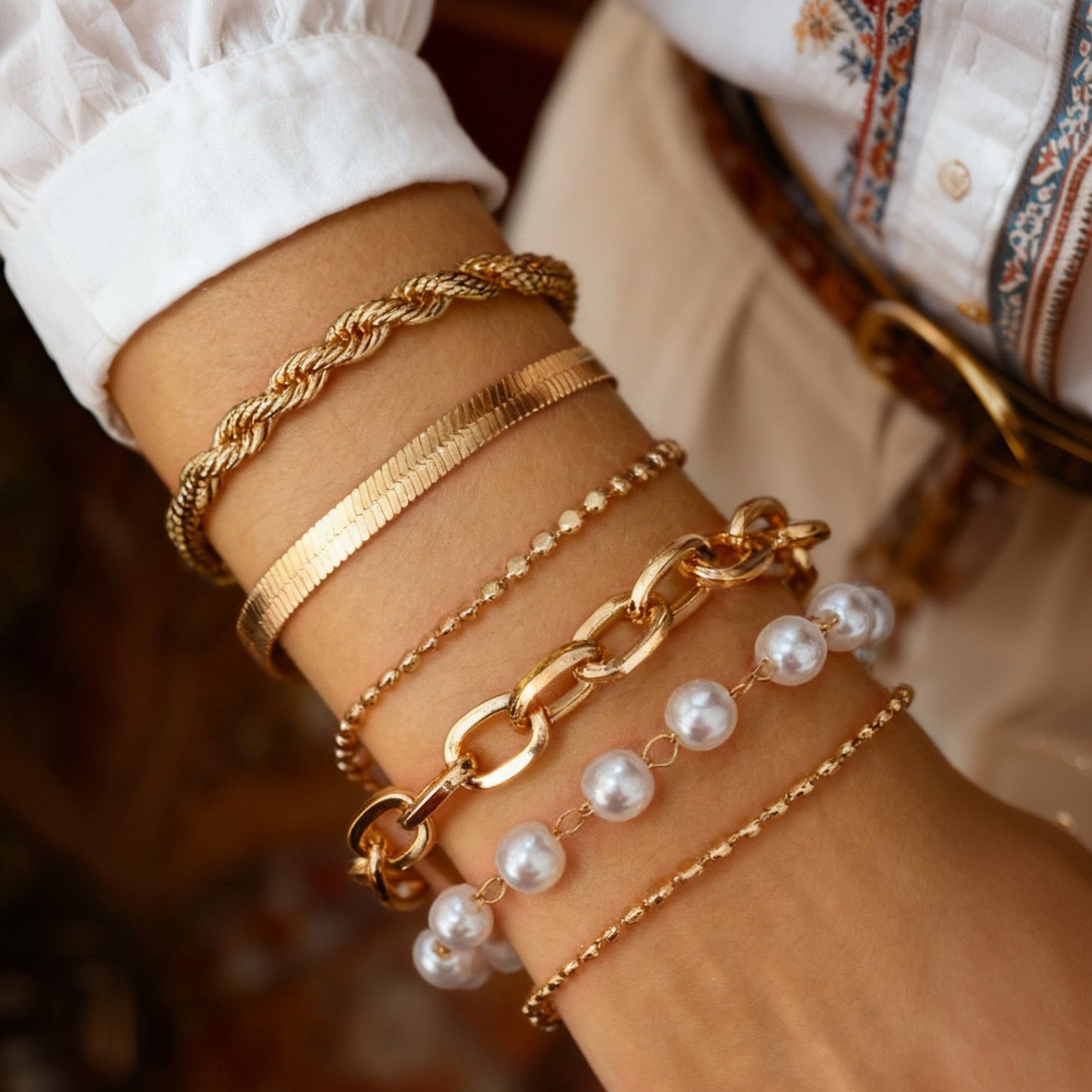 Fashion Metal Alloy Snake Chain Buckle Simple Bracelet