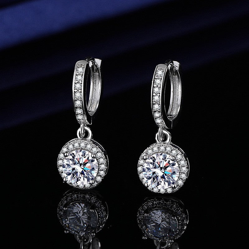 Moissanite Ear Female With Hearts Sterling Earrings