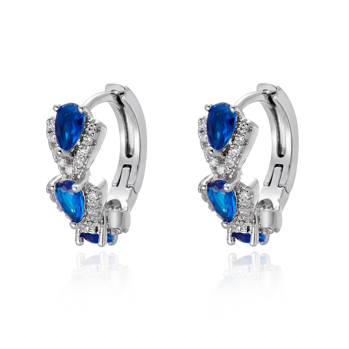 Women's Full Rhinestone Blue Water Drop High-grade Environmental Protection Copper Inlaid Rings
