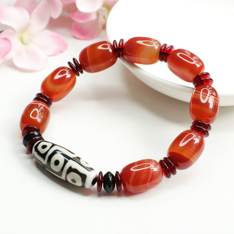 Tibet Beads Red Agate Right Rain Chalcedony Bracelet