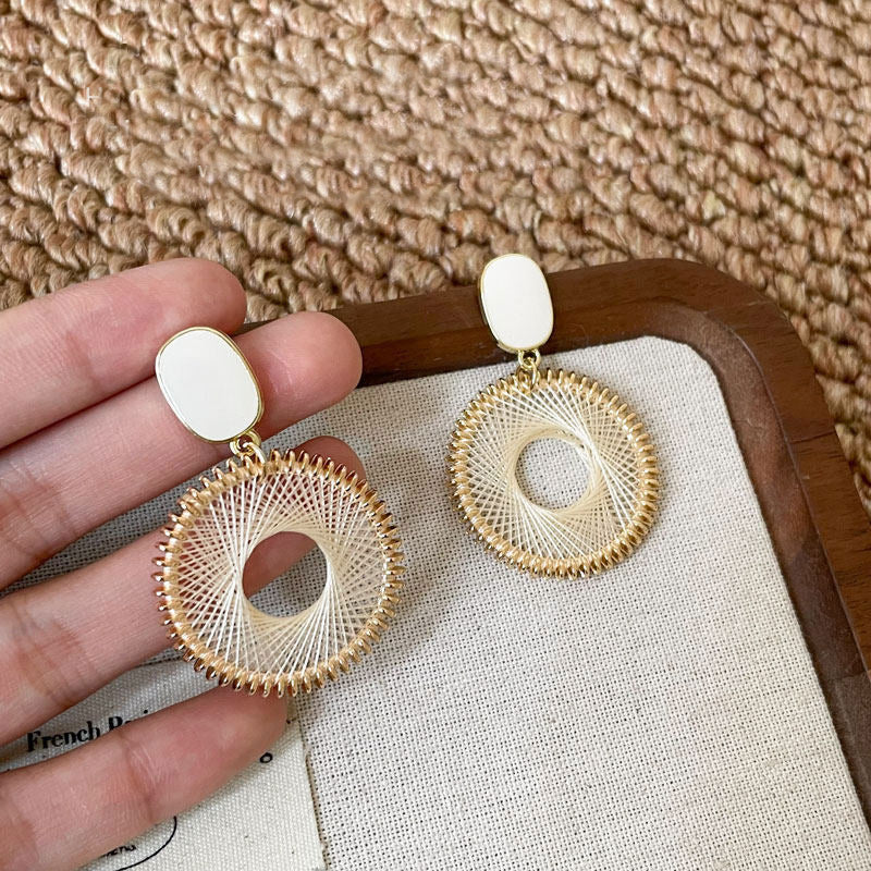 Vacation Style Woven Round Female Cold Wind Rings