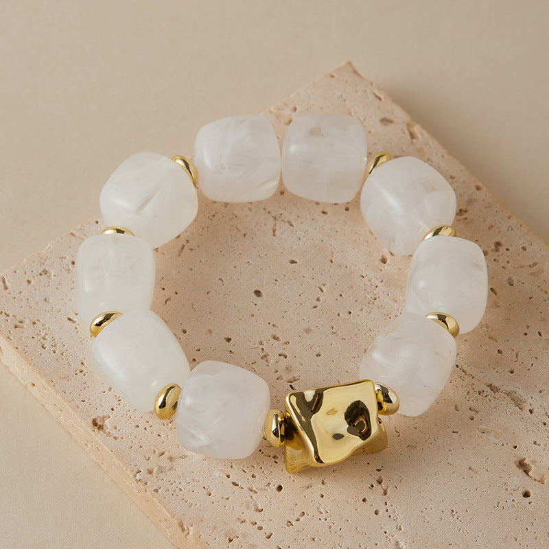 Blooming Vintage Handmade Dopamine Creative Elastic String Oval Geometric Square Bracelets