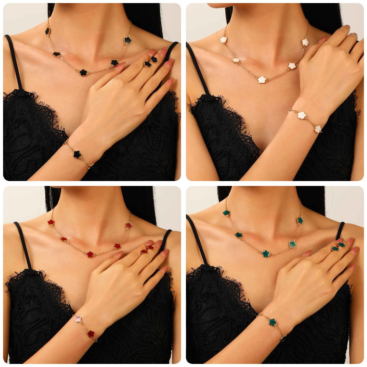 Women's Parthenocissus Grass Ear Elegant Clover Five Bracelets
