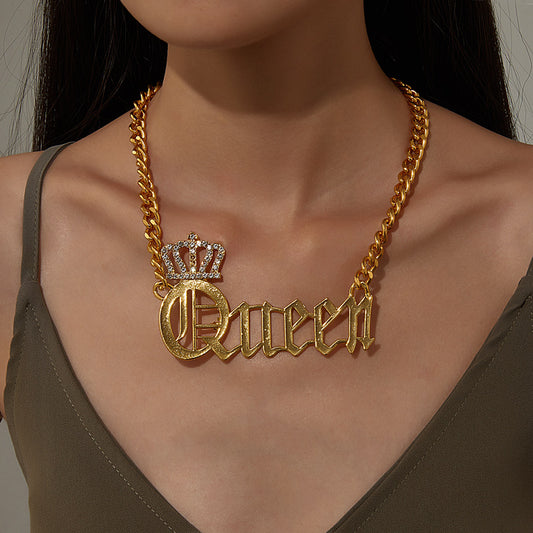 Hipster Crown English Light Empress Diamond Hip Hop Necklace