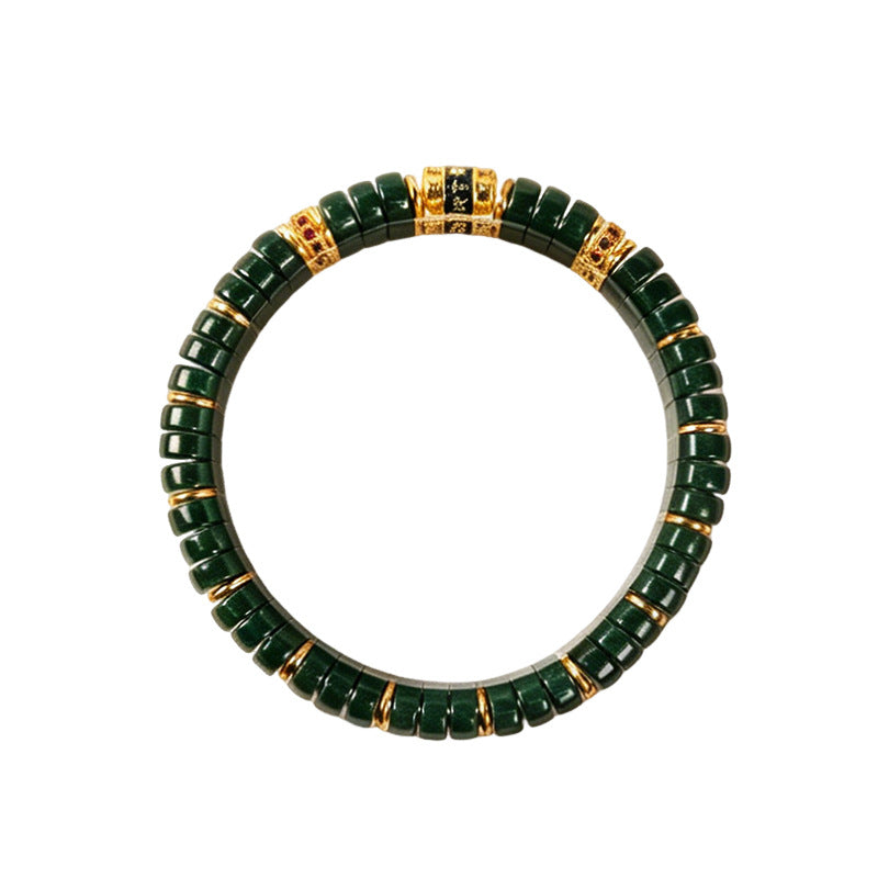 Women's & Men's Colored Glaze Tablet Spacer Prayer Tube Bracelet