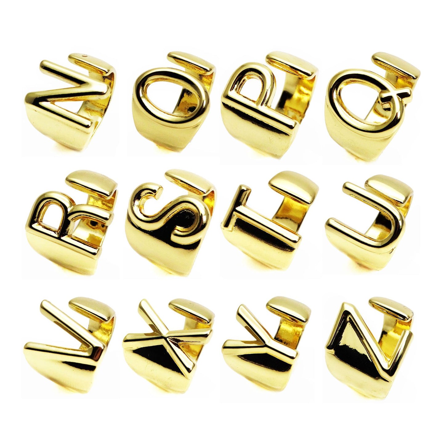 Letters Open Adjustable Plated Light Gold Rings