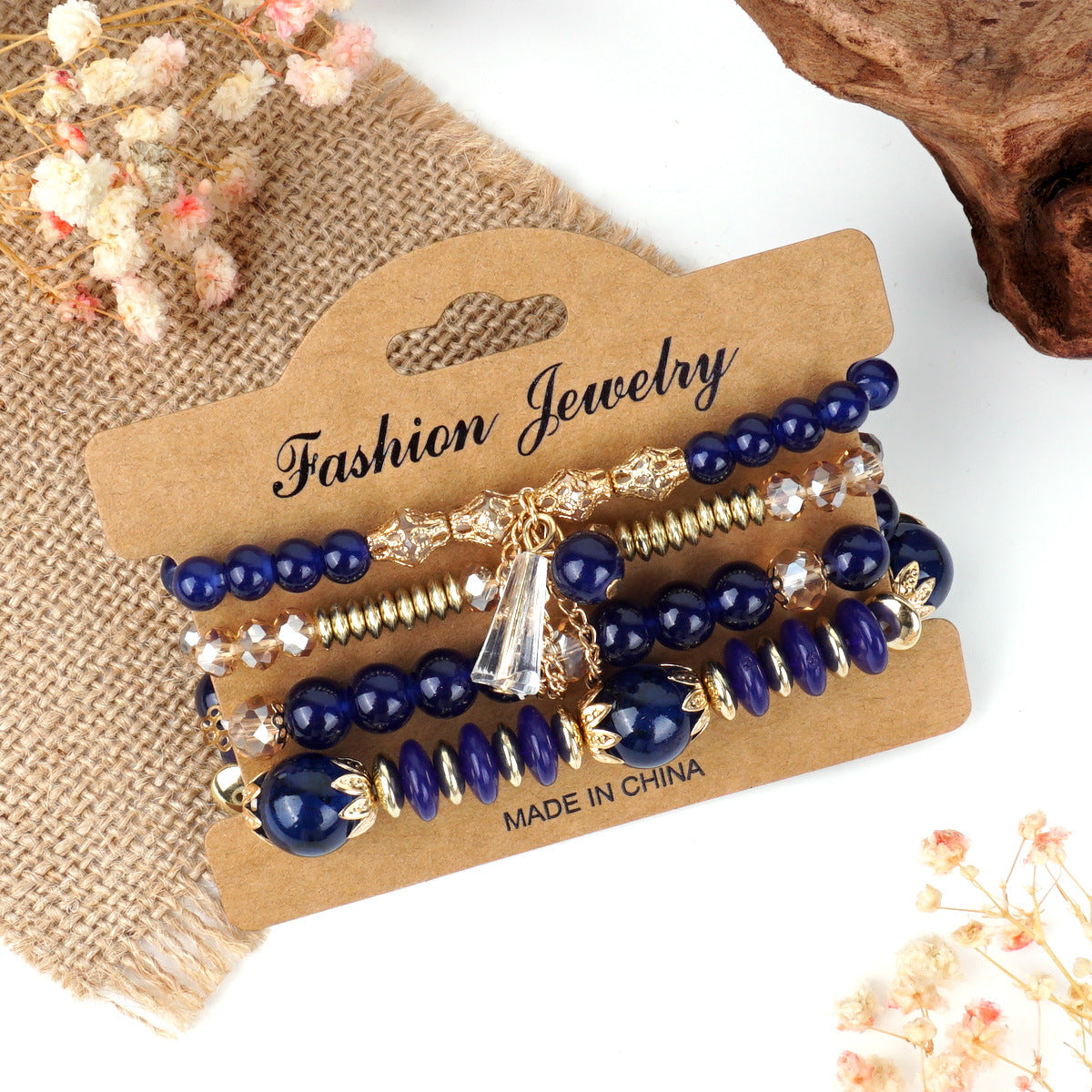 Bohemian Chain Tassel Colored Glass Crystal Bracelet