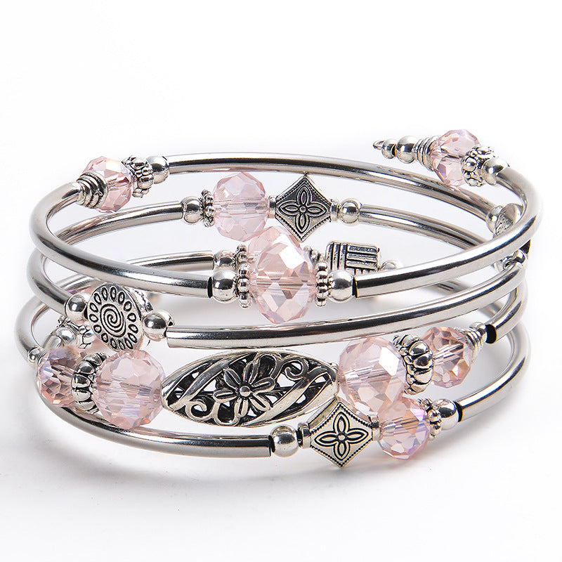 Natural Stone Cut Crystal Winding Female Bracelet