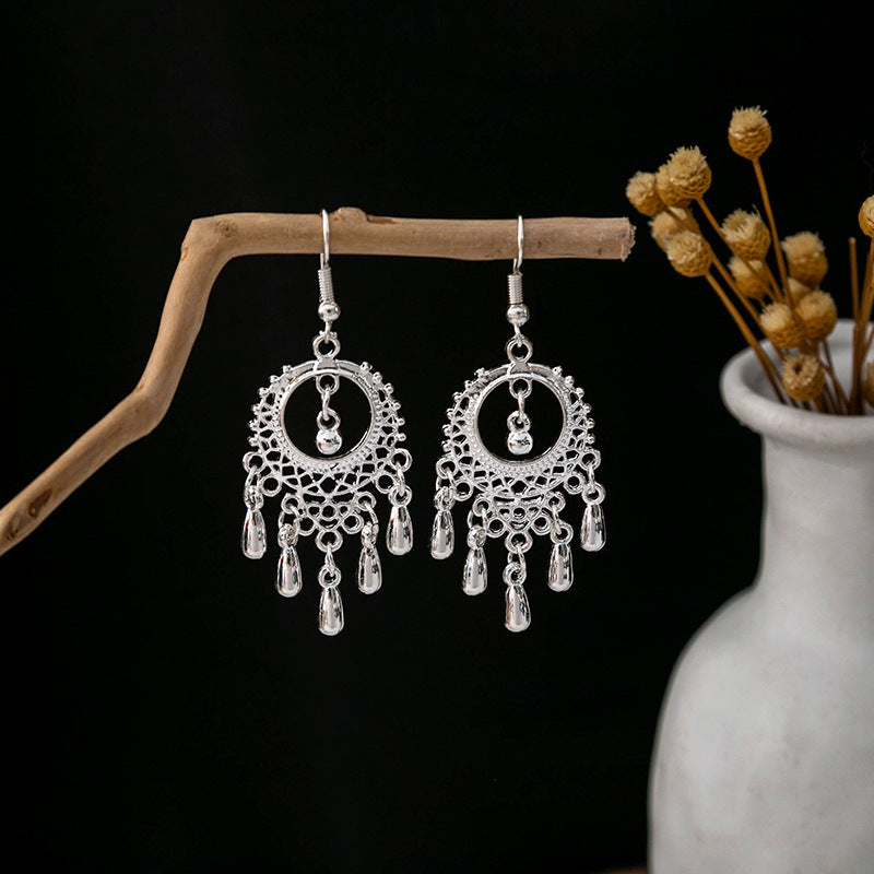 Imitation Sier Miao Minority Tourist Attractions Bohemian Exaggerated Long Leaves Earrings