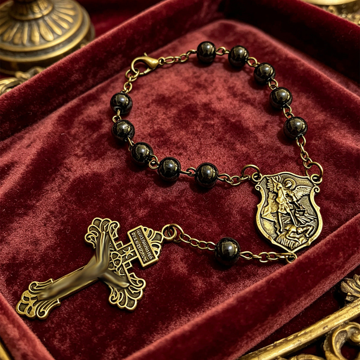 Haematite Cross Rosary Can Be Used Pendants