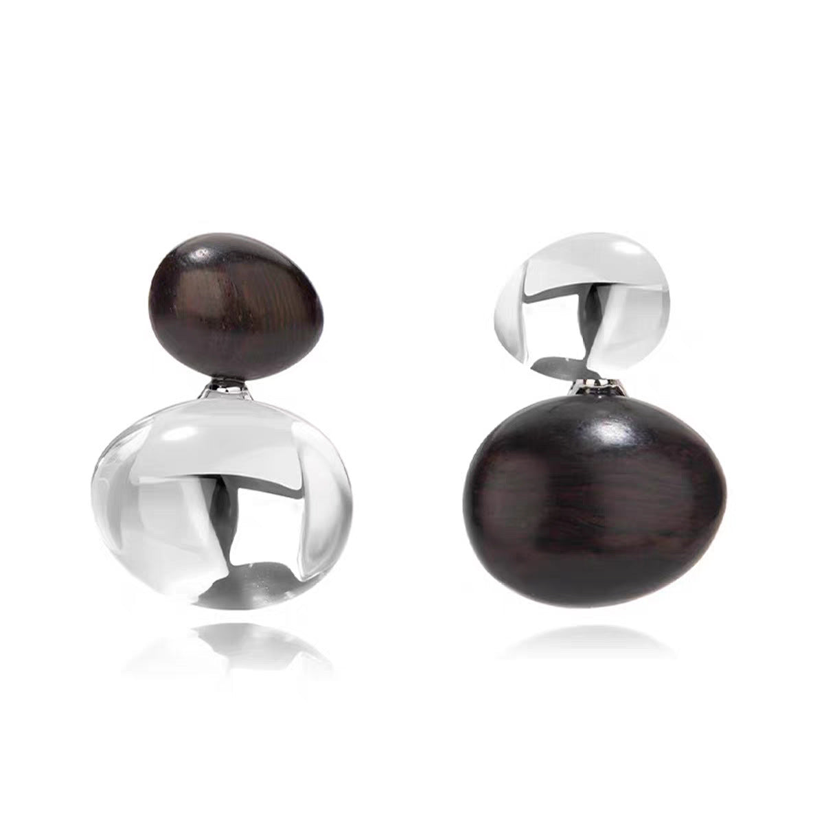 Oval White Crystal Blackwood Patch Female High Rings