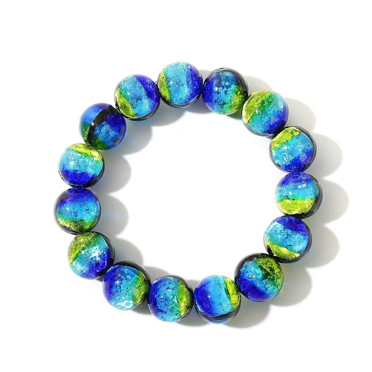 Women's & Men's Double-sided Glaze Luminous Sier Platinum Buddha Bracelet