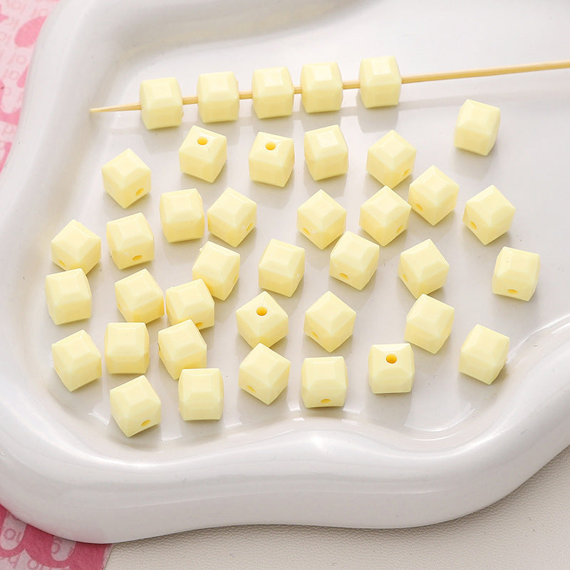 Acrylic Solid Color Imitation Glass Three-dimensional Square Jewelry Accessories