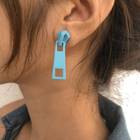 Fashion Creative Design Personality Zipper Lock Head Simple Temperament Earrings