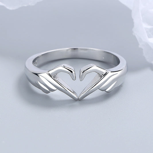 Romantic Hands Heart Geometric Palm Gesture Rings