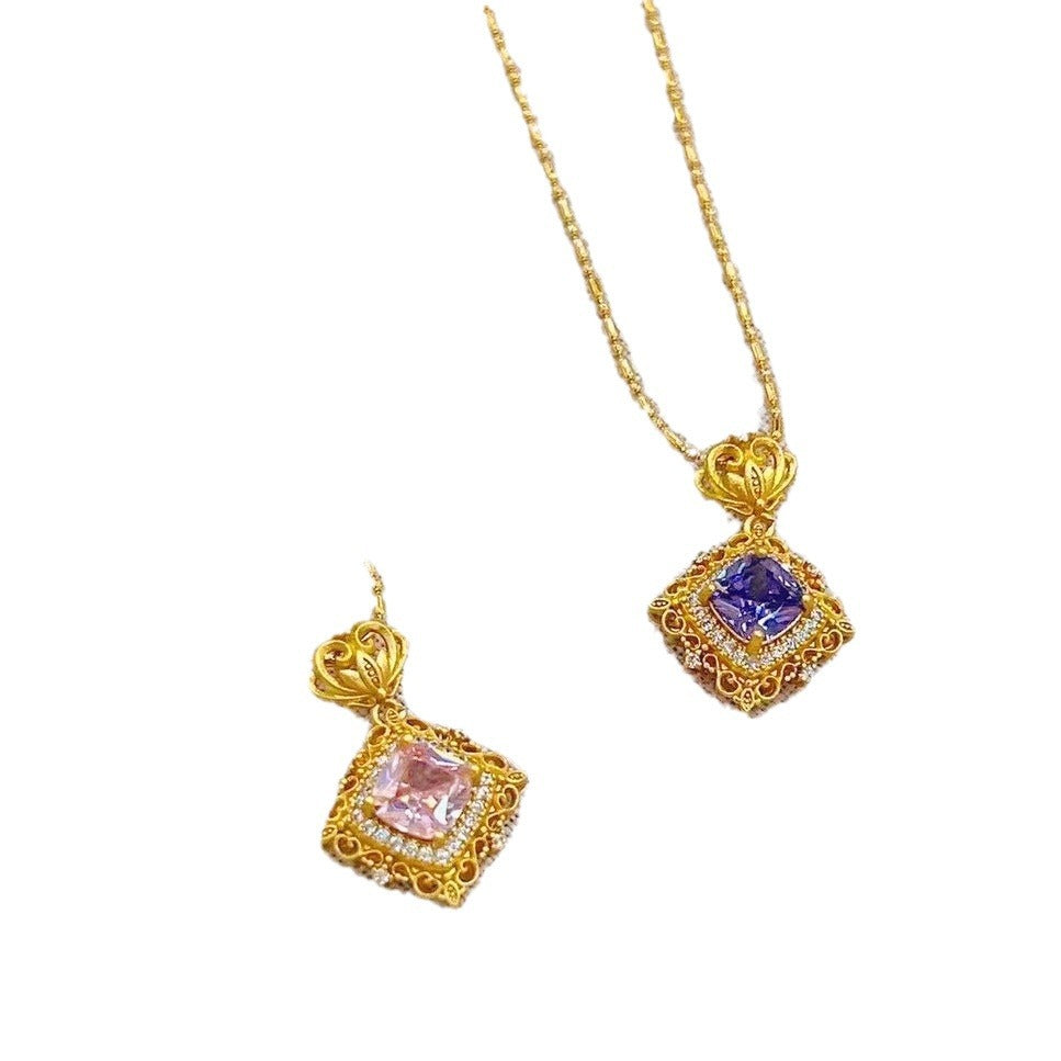 Fading Alluvial Gold Ice Princess Niche Temperament Necklaces