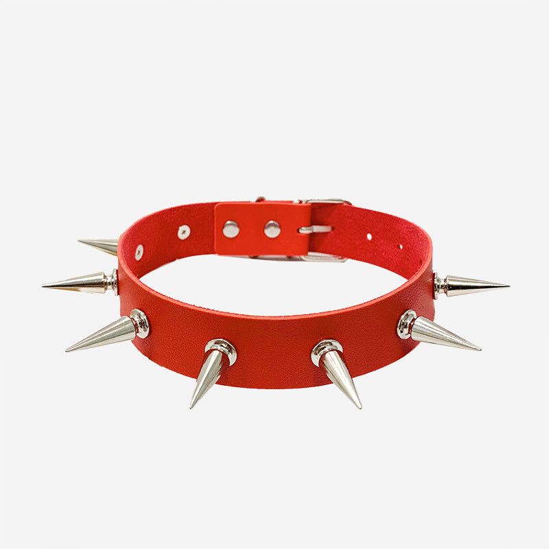 Punk Nightclub Long Pointed Rivet Short Personalized Collar