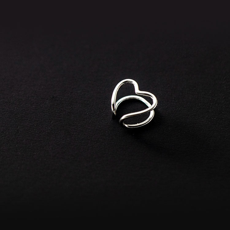Women's Clip Temperamental Simple Lines Geometric Heart Shape Rings