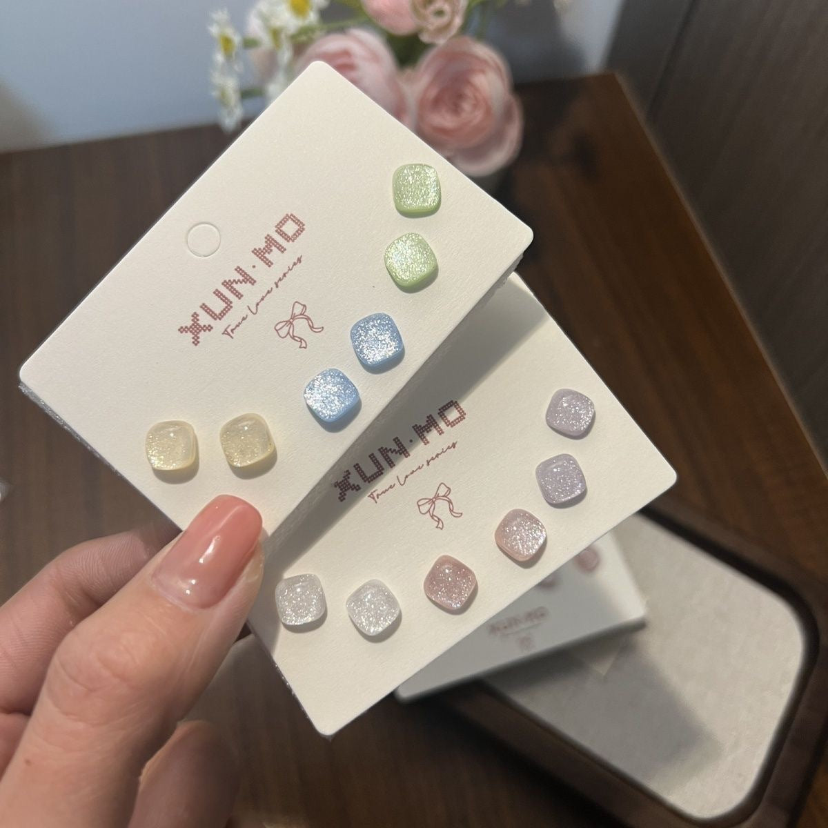 Color Small Sugar Cube Ear Bone Earrings