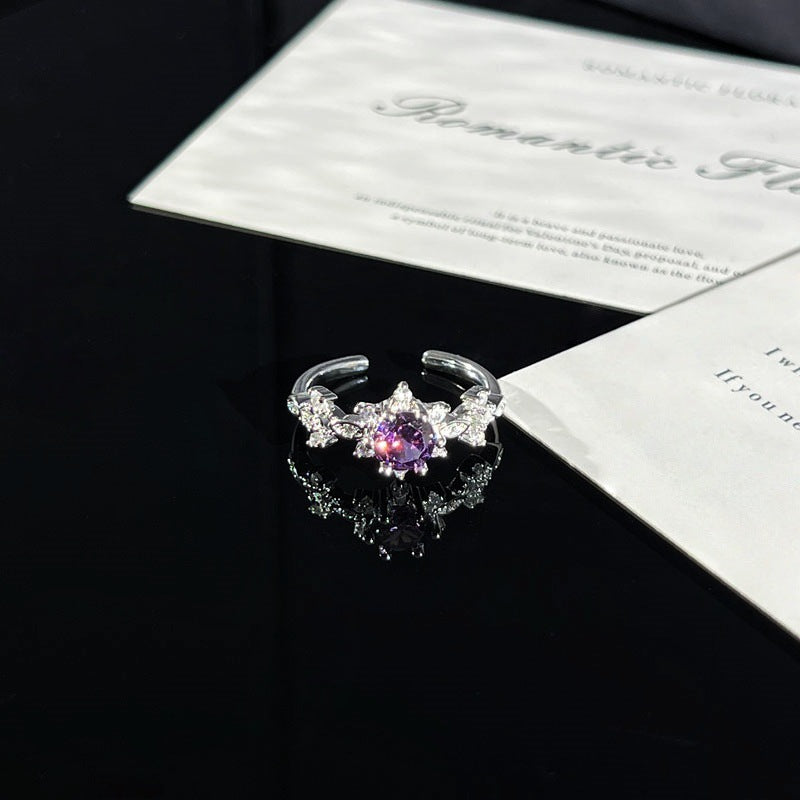Purple Romantic Fantasy Diamond Sweet Female Niche Butterfly Ring
