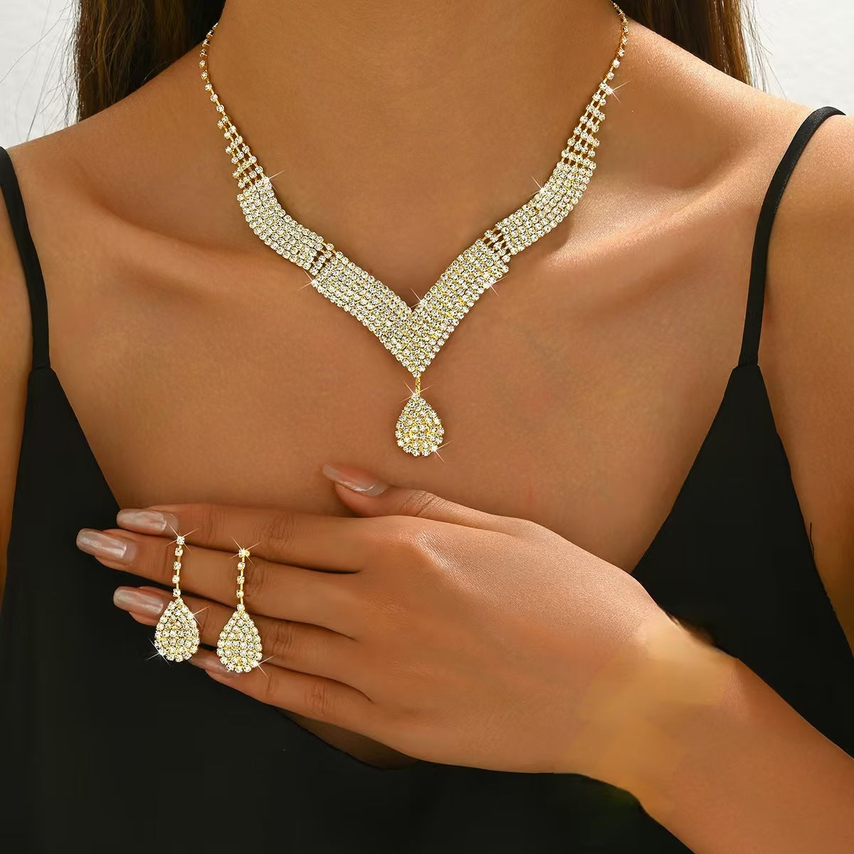 Fashion Bride Wedding Female Rhinestone Chain Earrings