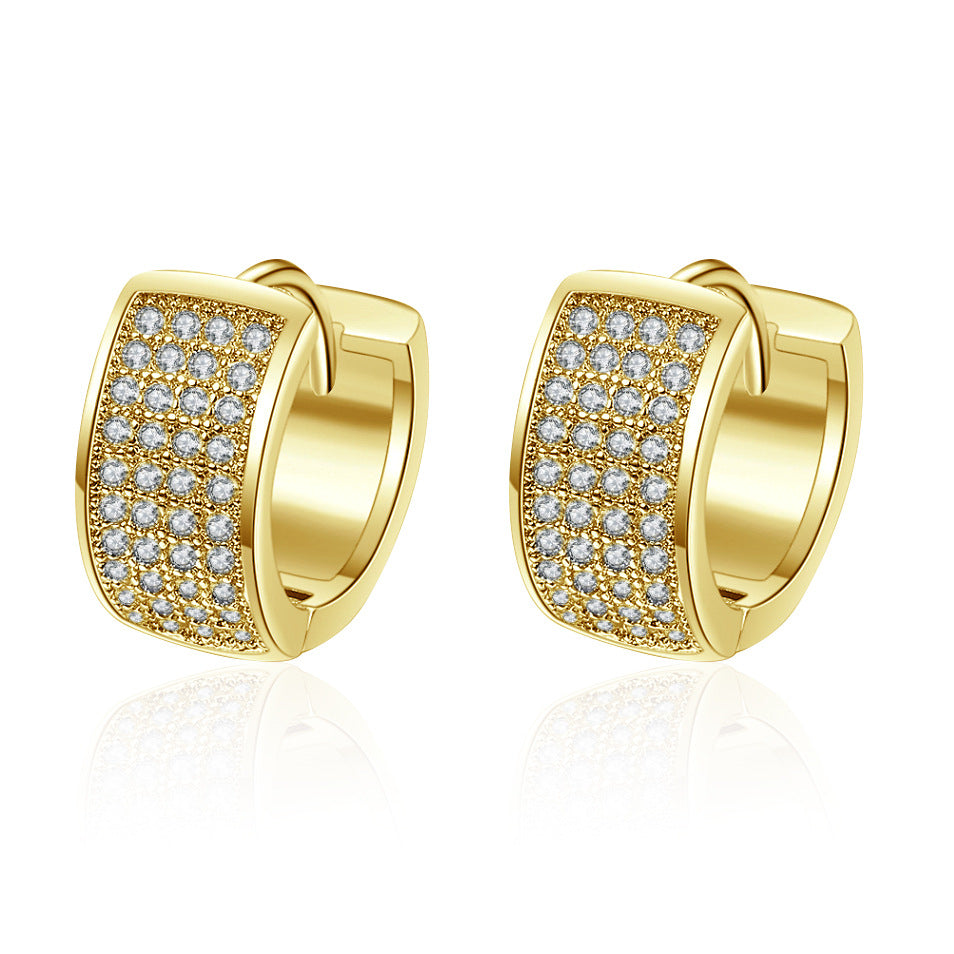 Full Diamond Cufflinks Round Rhinestone Fashion Earrings