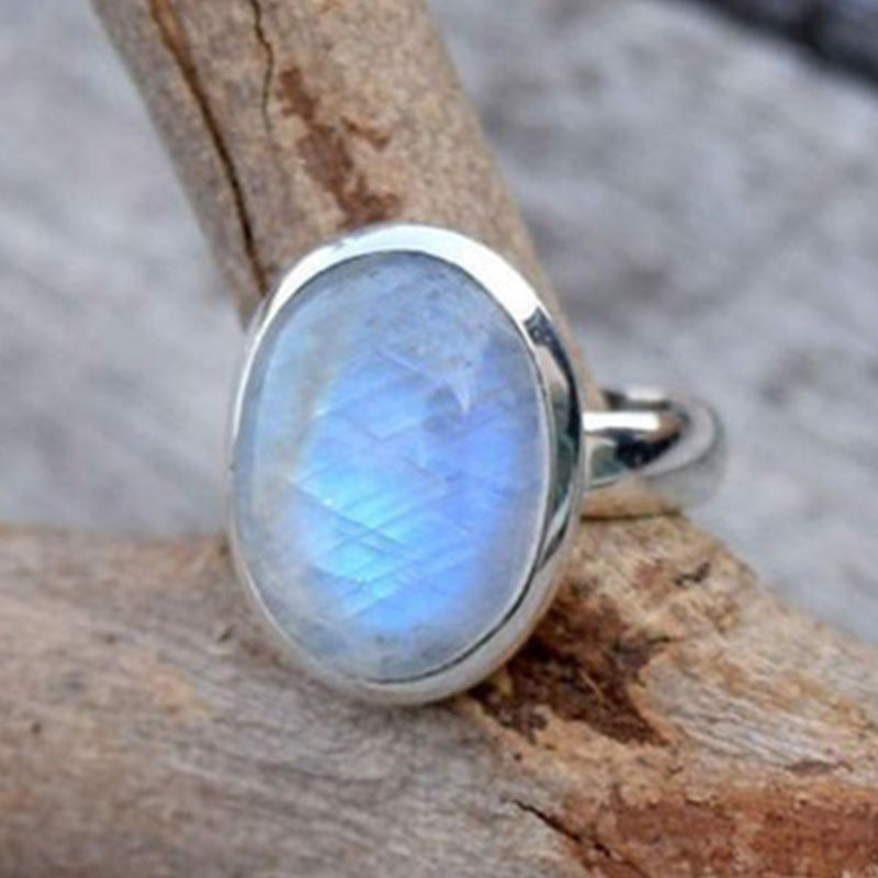 Style Vintage Thai Sier Moonstone Popular Rings