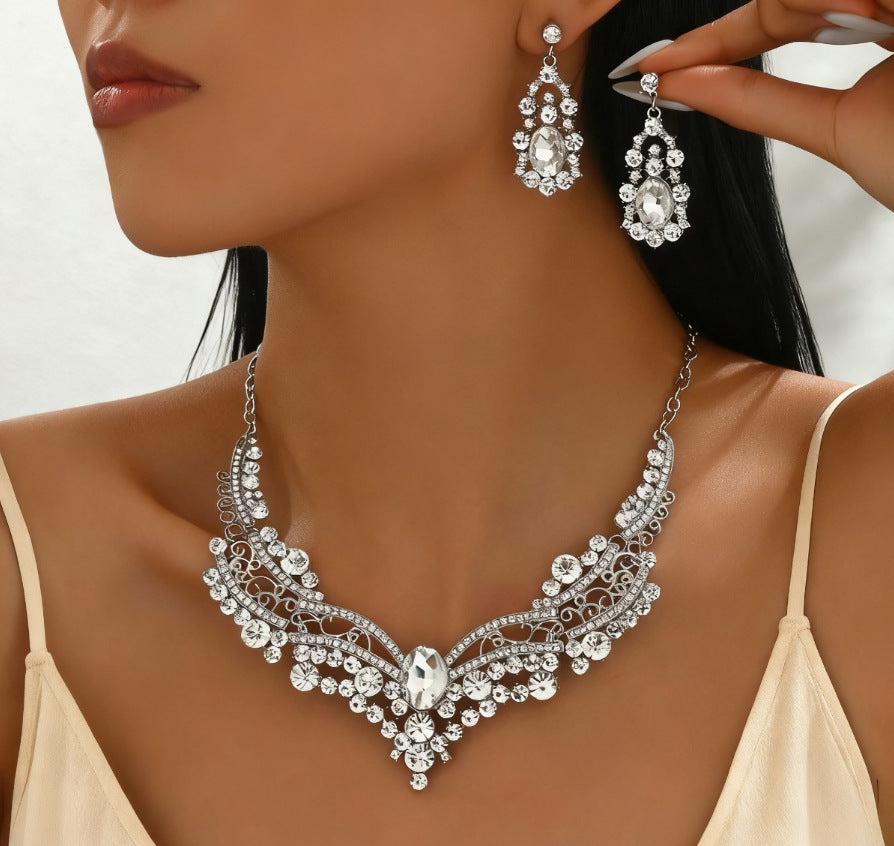 Women's Bridal Crystal Two-piece Wedding Dress Jewelry Set
