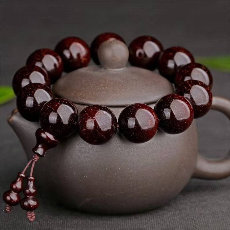Density Full Gold Star Red Sandalwood Bracelet