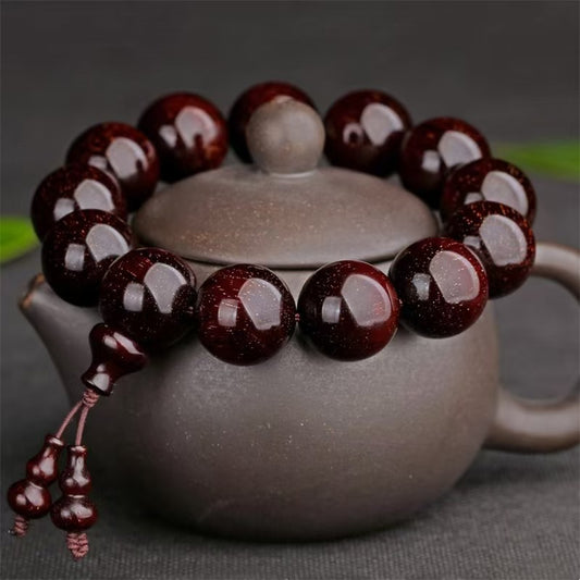 Density Full Gold Star Red Sandalwood Bracelet