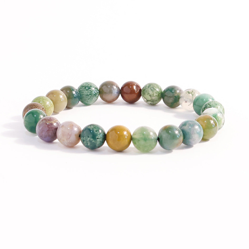 Natural Stone Beaded Stretch Agate Round Beads Turquoise Pink Bracelet