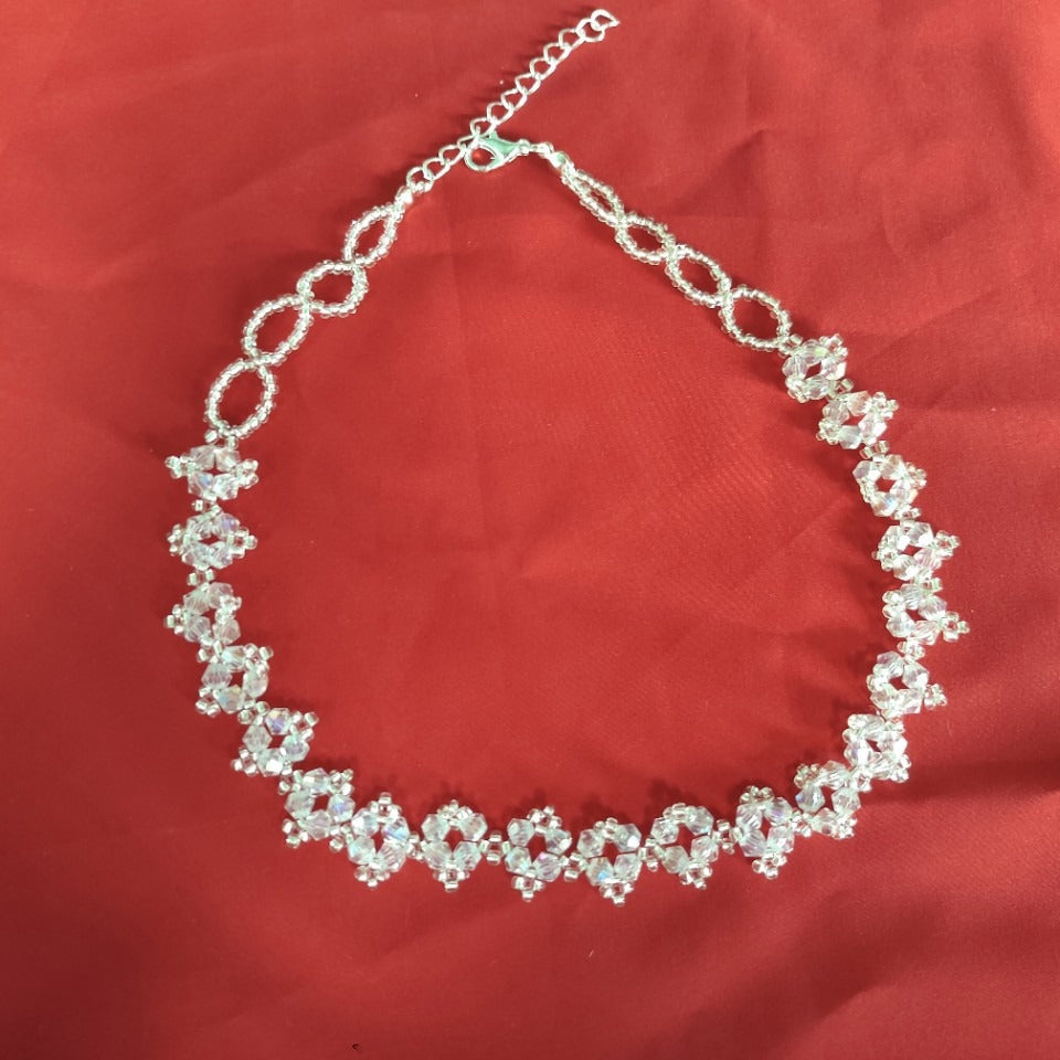 Women's Simple Cold Style Crystal String Beads Short Hair Band Lace Necklaces