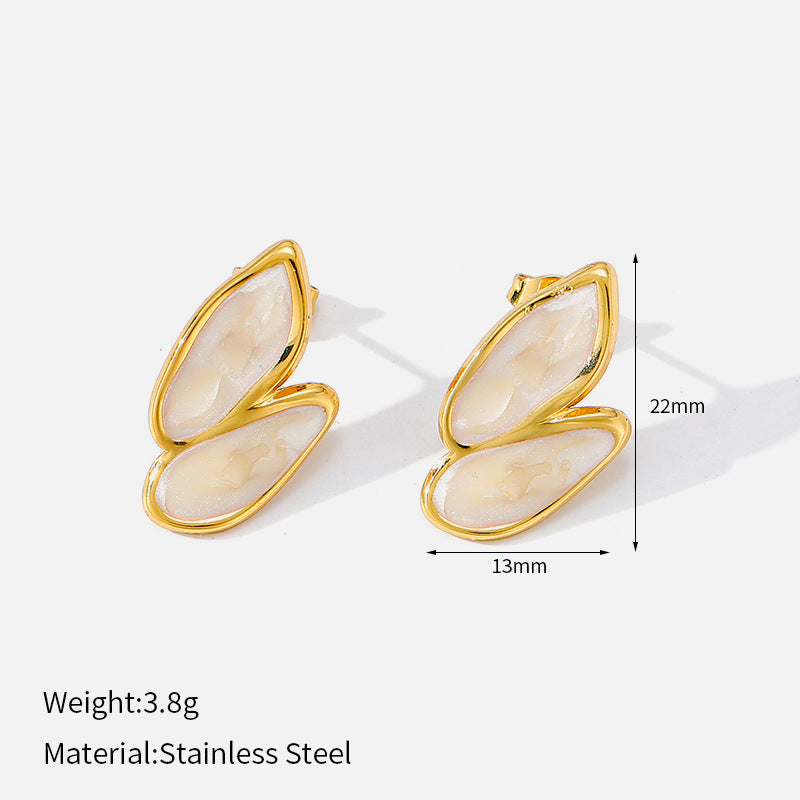 Women's Sweet Drip Glazed Flower Love Daily Versatile Gentle Stainless Earrings