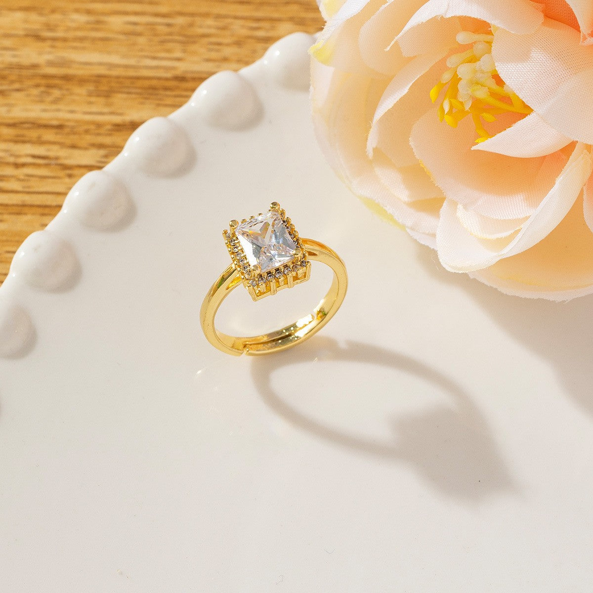 Temperament High Sense Loving Heart With Opening Adjustable Super Flash Ring