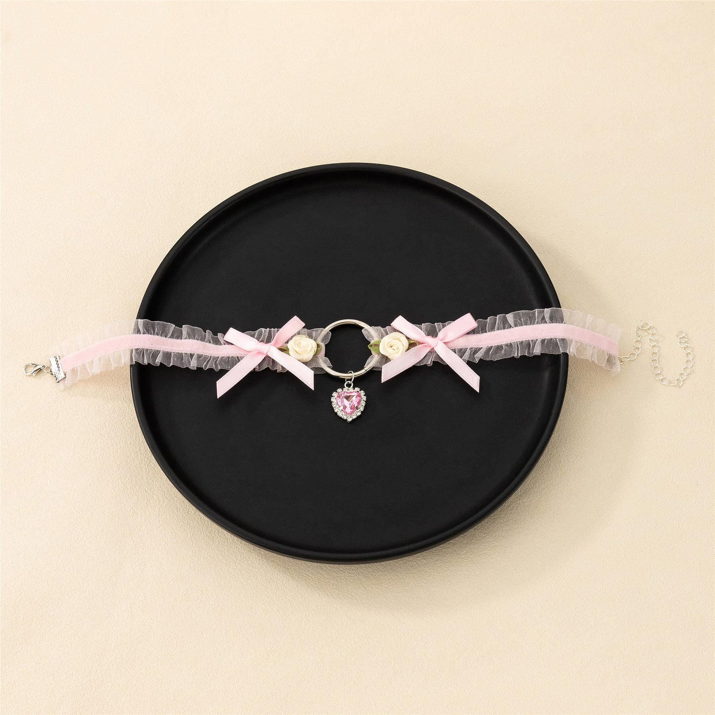 Women's Rose Cute Lace Lolita Crystal Choker Necklaces