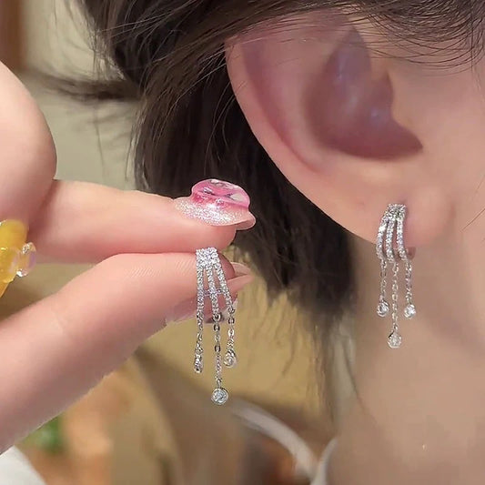Women's Three Rows Zircon Tassel For Auricular Rings