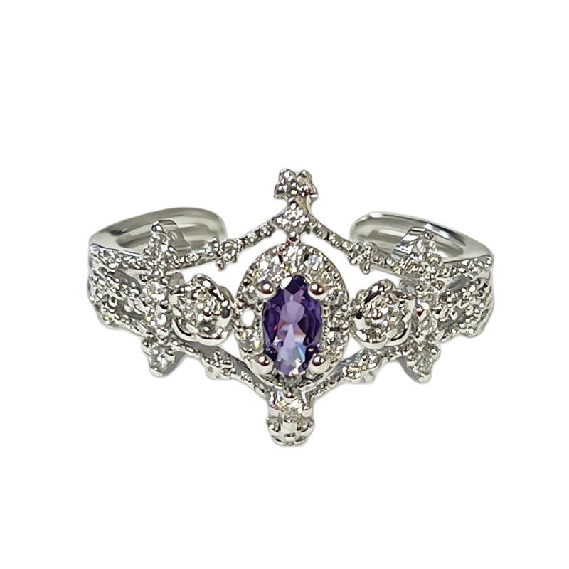 Layer Sparking Zirconium Snowflake Pearl Female Unique Cold Wind Rings