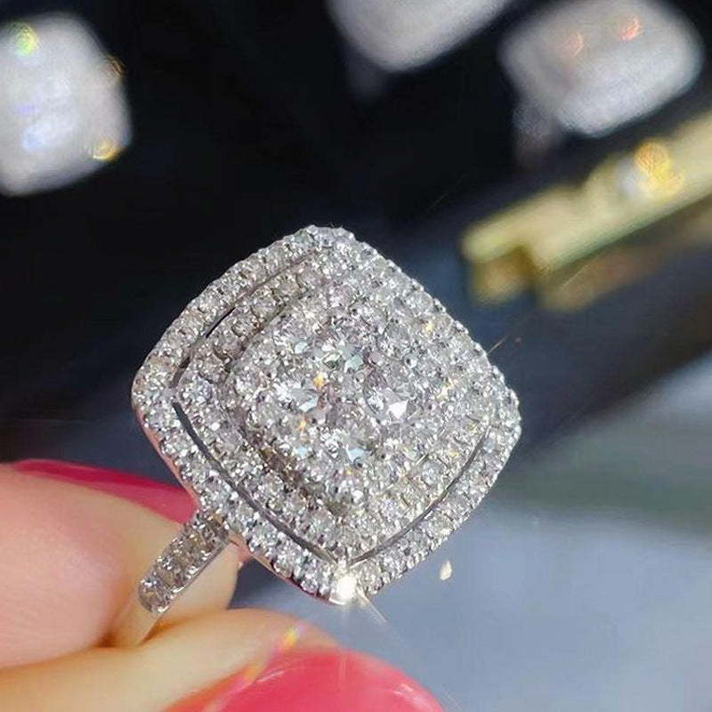 Wedding Bridal Rhinestone Square Full Zircon Rings