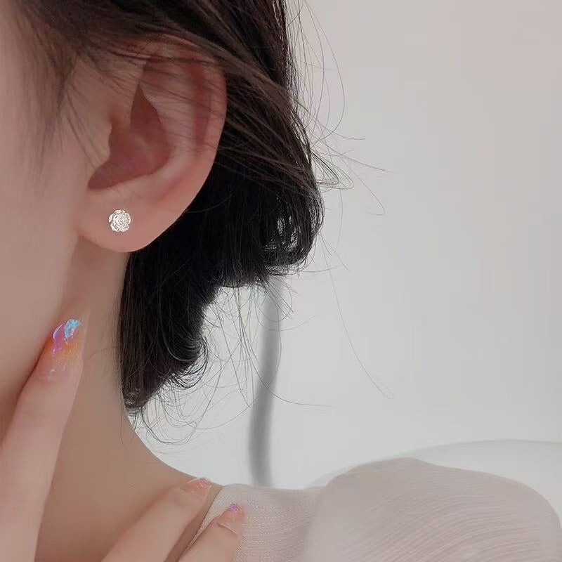 Rose Transparent Female Fairy Gentle Flower Version Simple Stud Earrings