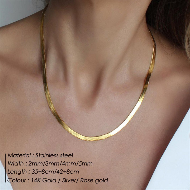 Women's & Men's Unique Chain Like Flat Snake Stainless Steel Necklaces