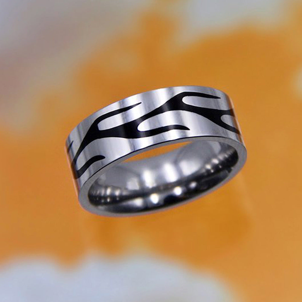 Titanium Steel Punk Rock Flame Cross Ring