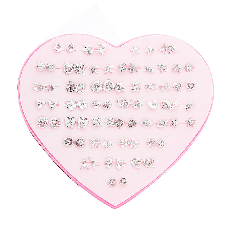 Women's Flower Love Heart Not Allergic To Stud Earrings