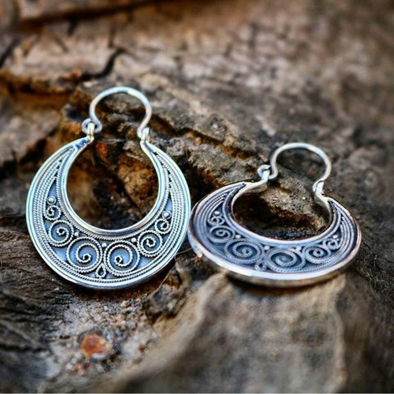 Gypsy Spiral Design Ear Vintage Geometric Earrings
