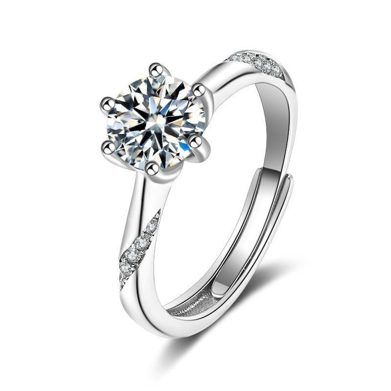 Classic Female Open Diamond Niche Moissanite Ring