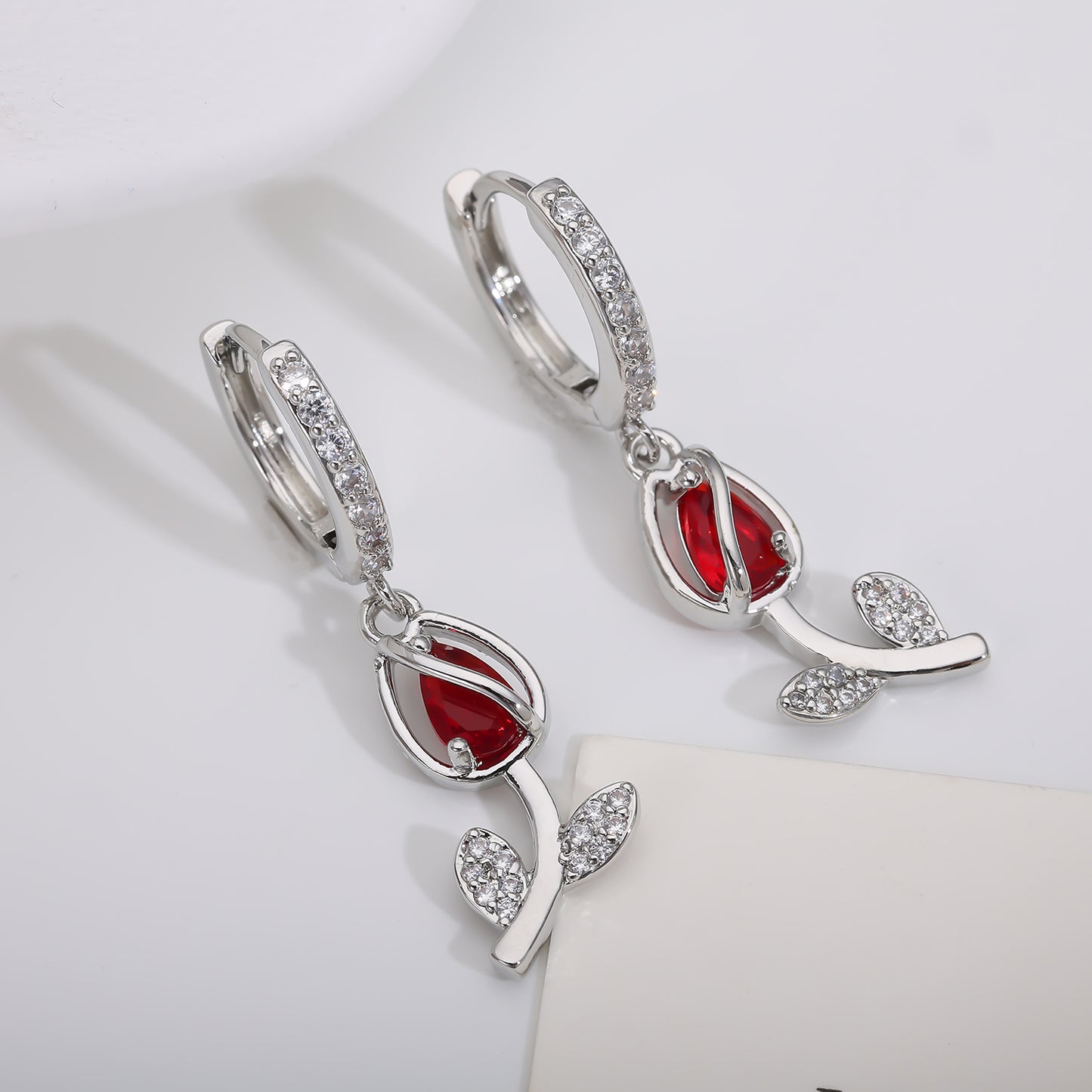 Zircon Tulip Ear Female Personalized Fashionable High-grade Copper Rings