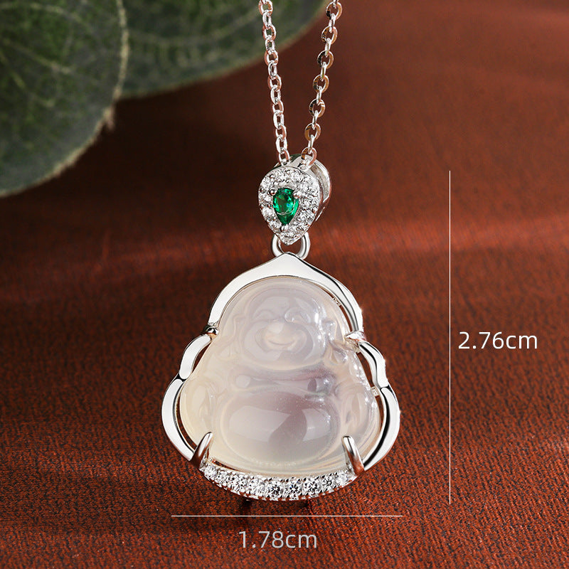 Women's Diamond White Chalcedony Maitreya For Simple Light Luxury Exquisite Necklace