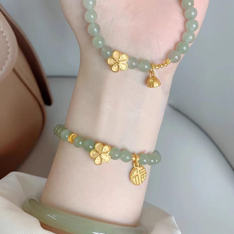 Pearl Lucky Beads Lotus Seedpod Peach Blossom Blessing Card Bracelet