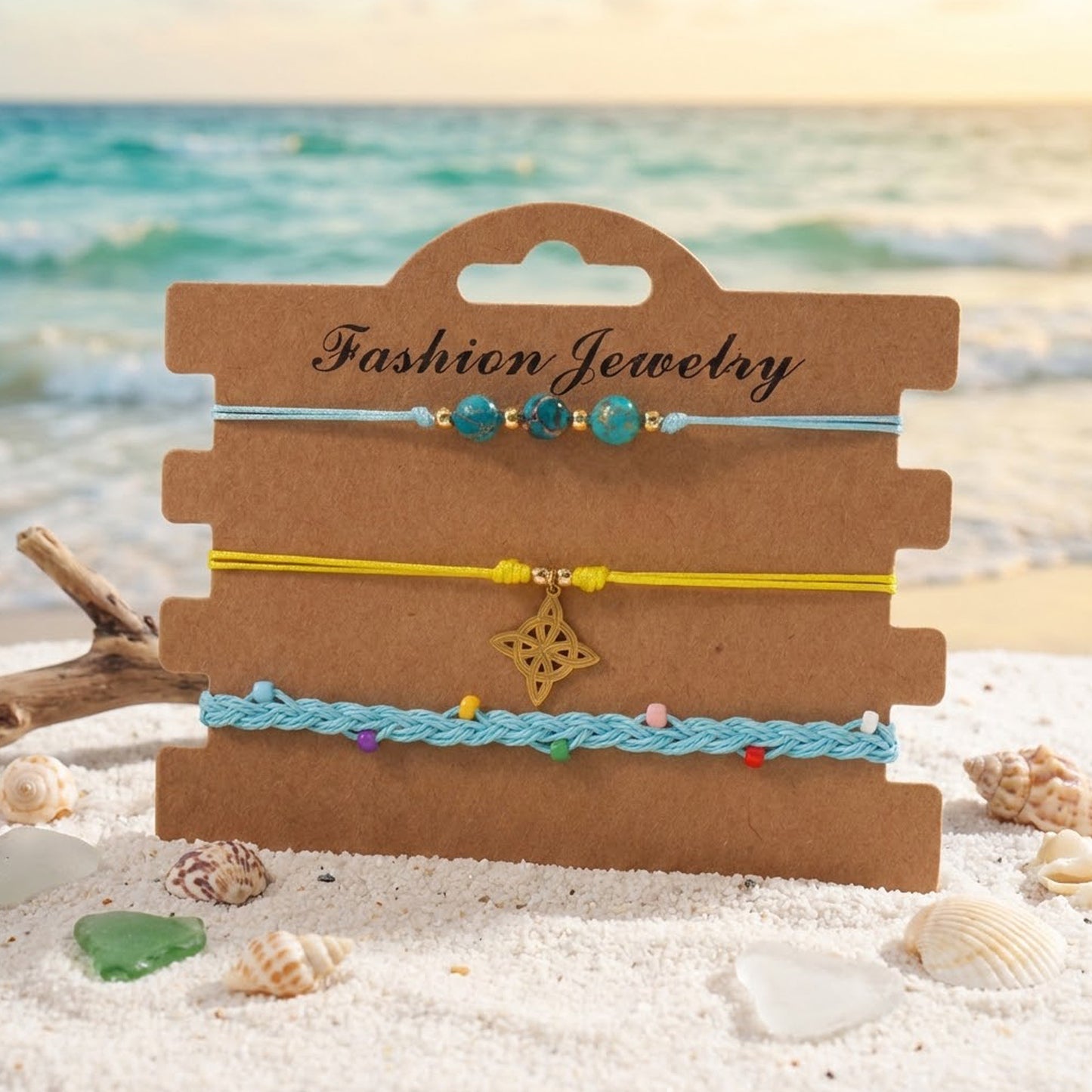 Seaside Style Wax Line Combination Turquoise Emperor Stone Beaded Hand-woven Bracelet